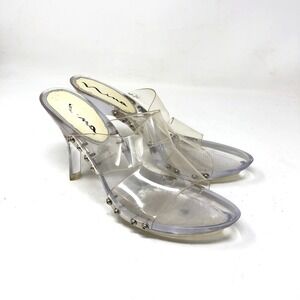 Vintage Clear Sandal Mia Womens 7 Lucite Studded Platform Sandal Mules Y2K